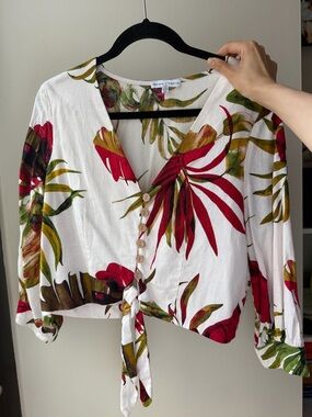 Maison d’Amélie tropical linen blend blouse